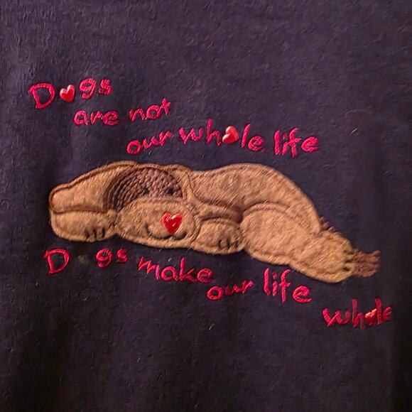 Vtg Dog Embroidered Double Collared Crewneck Sweatshirt Size XL Grandma Read - Picture 8 of 8